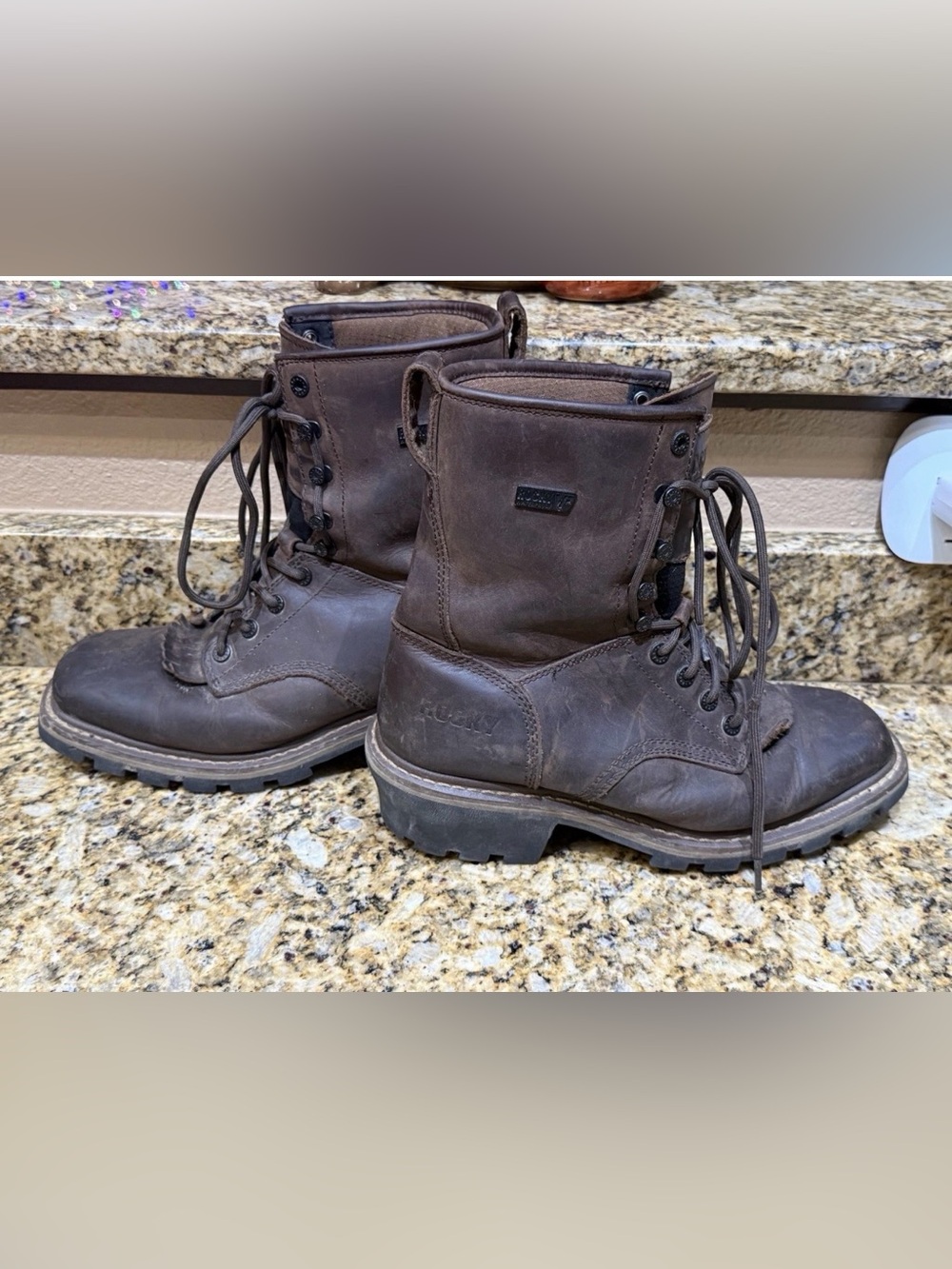 Rocky RKK0276 Logger Boots 9.5 M Waterproof Brown Leather Work EH ASTM F2892